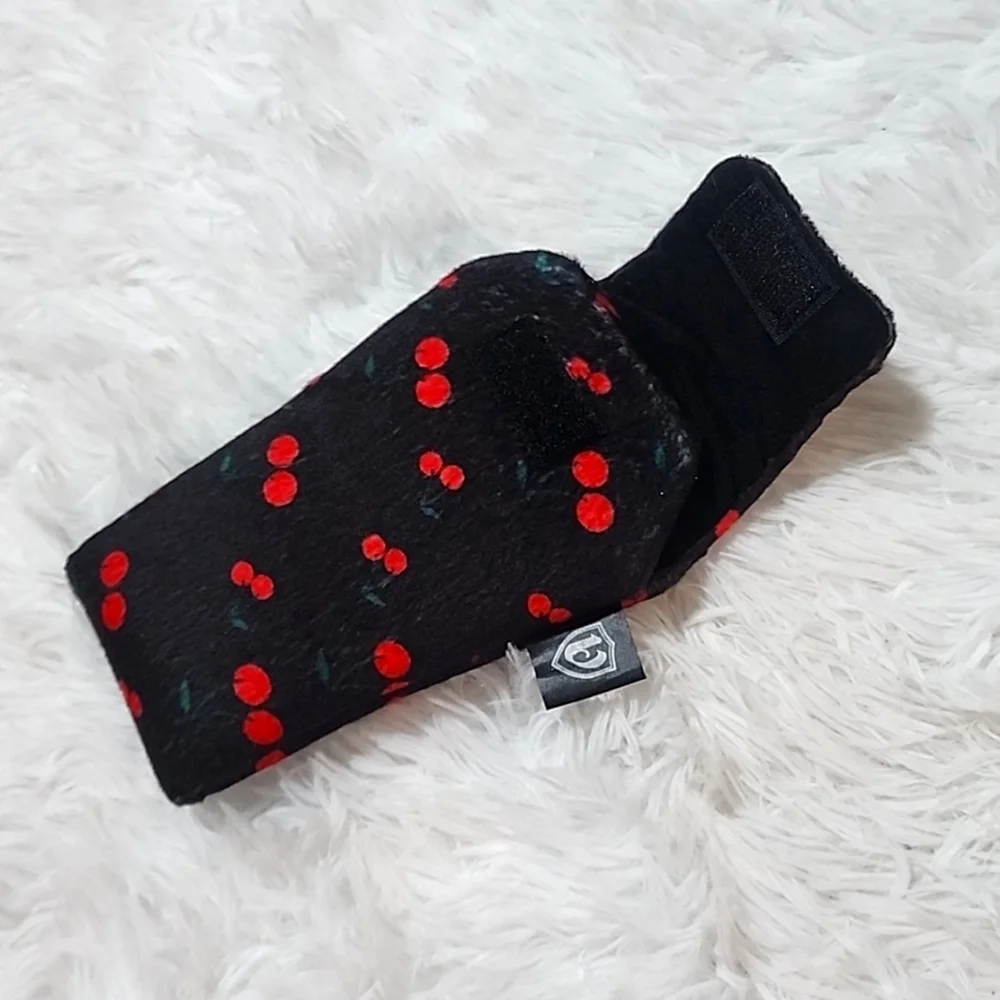 Vatra Velcro Case / Bag 6x3 inches Black with Cherry Pattern